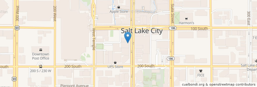 Mapa de ubicacion de Michelangelo's en Amerika Syarikat, Utah, Salt Lake County, Salt Lake City.