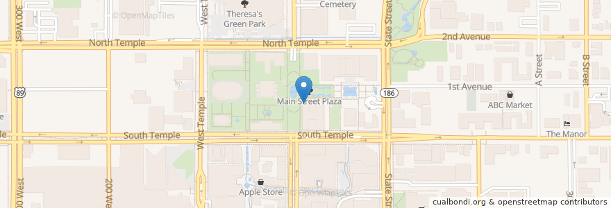 Mapa de ubicacion de The Roof en 미국, 유타 주, Salt Lake County, Salt Lake City.