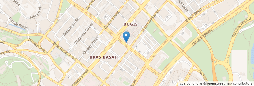 Mapa de ubicacion de Bugis Junction en Singapura, Central.