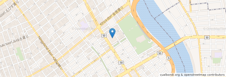 Mapa de ubicacion de 明治座 en ژاپن, 東京都, 中央区.