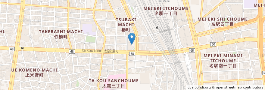 Mapa de ubicacion de 稲穂社 en Japon, Préfecture D'Aichi, 名古屋市, 中村区.