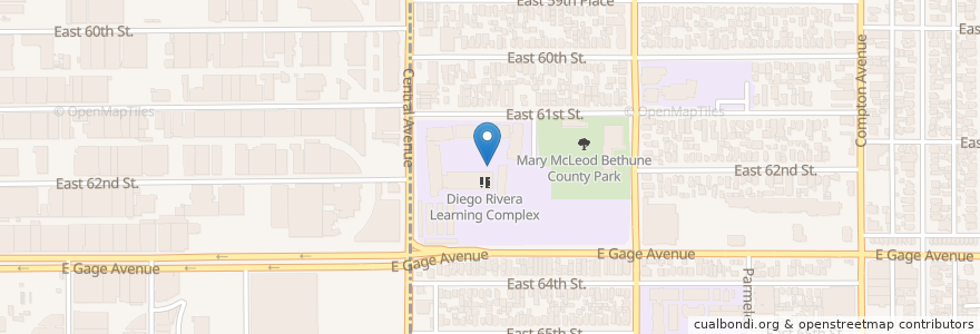 Mapa de ubicacion de South Region High School en United States, California, Los Angeles County.
