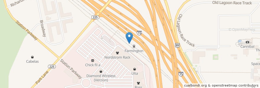 Mapa de ubicacion de Farmington Shelter 3 en United States, Utah, Davis County, Farmington.