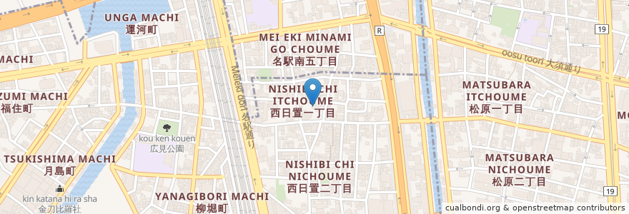 Mapa de ubicacion de 鹽竈神社 en ژاپن, 愛知県, 名古屋市, 中村区, 中川区.