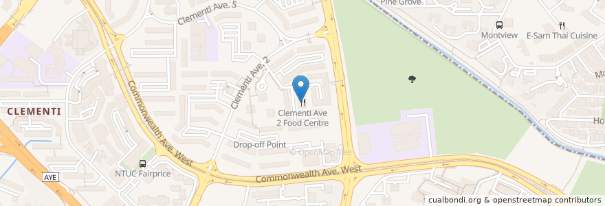 Mapa de ubicacion de Clementi Ave 2 Food Centre en Singapura, Southwest.