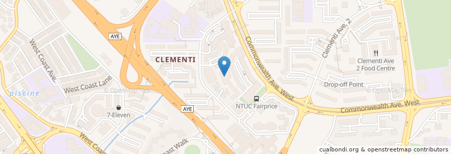 Mapa de ubicacion de Clementi Food Centre en Singapura, Southwest.