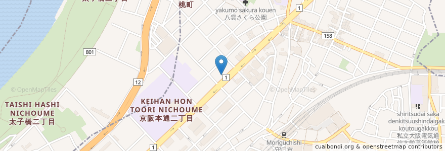 Mapa de ubicacion de 和食さと en Japonya, 大阪府, 守口市.