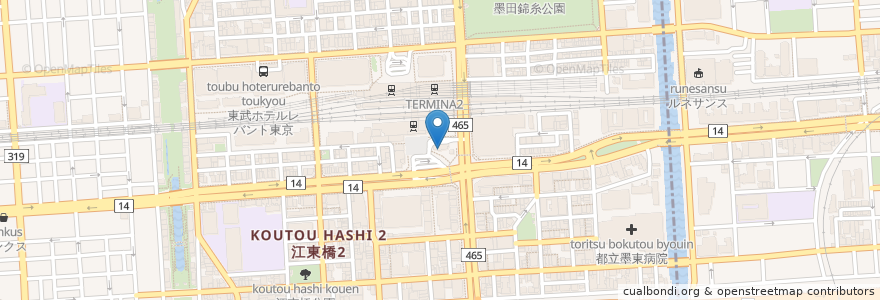 Mapa de ubicacion de 錦糸町駅前公衆便所 en Japonya, 東京都.