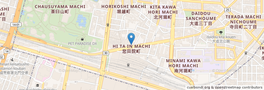 Mapa de ubicacion de なか卯 en Japão, 大阪府, 大阪市, 天王寺区.