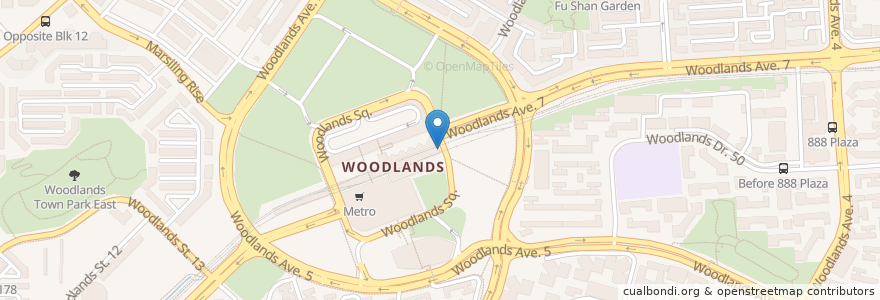 Mapa de ubicacion de Woodlands Station en 新加坡, 西北区.