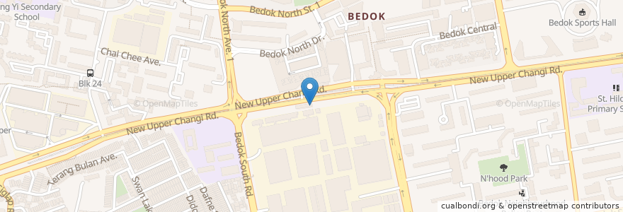 Mapa de ubicacion de Bedok Station en Singapura, Southeast.