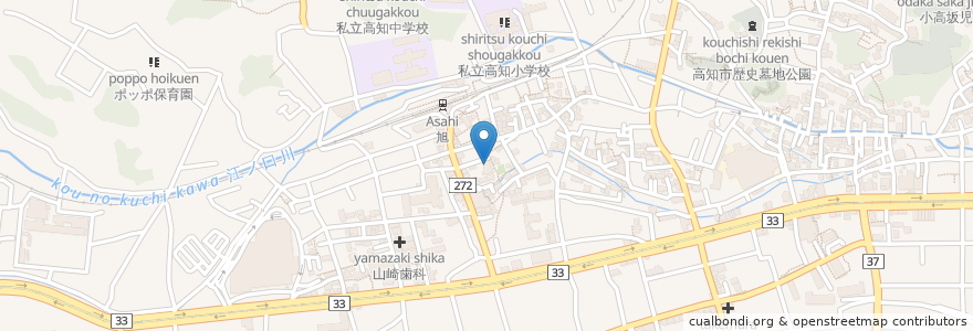 Mapa de ubicacion de 渋谷内科 en Japan, Präfektur Kōchi, 高知市.