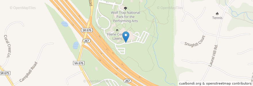 Mapa de ubicacion de PRIVATE en アメリカ合衆国, バージニア州, Fairfax County, Wolf Trap.