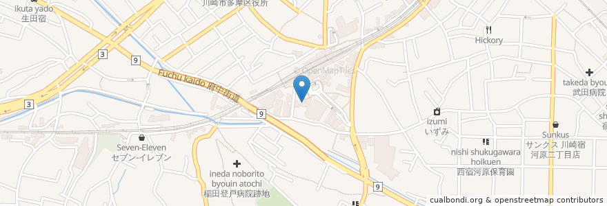 Mapa de ubicacion de ガスト 向ヶ丘遊園駅前店 en 일본, 가나가와현, 川崎市, 多摩区.