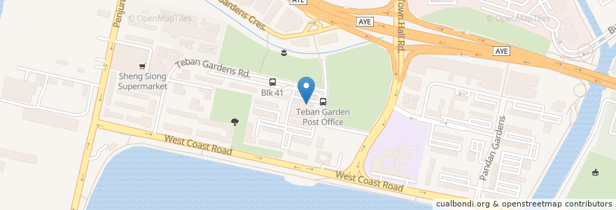 Mapa de ubicacion de Teban Gardens Post Office en シンガポール, Southwest.