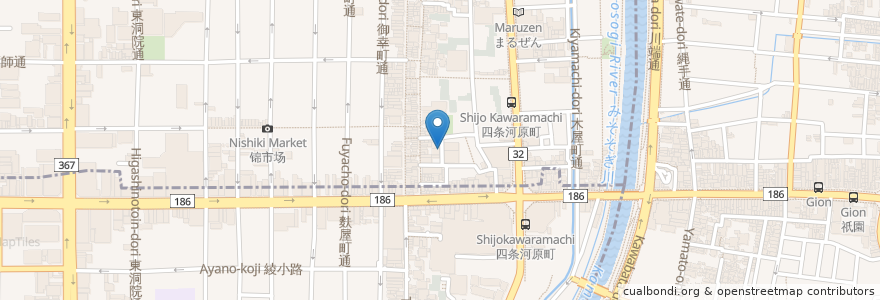 Mapa de ubicacion de らーめん千の風 en Japan, Präfektur Kyōto, 京都市, 中京区.