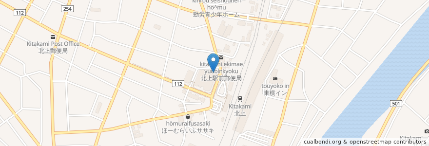 Mapa de ubicacion de 岩手銀行 en Giappone, Prefettura Di Iwate, 北上市.