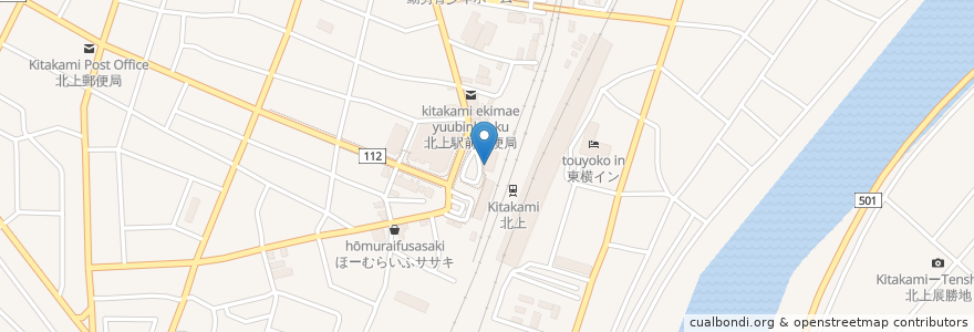Mapa de ubicacion de 蓬莢楼 en Giappone, Prefettura Di Iwate, 北上市.
