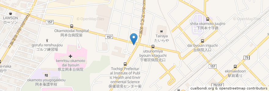 Mapa de ubicacion de 宇都宮東警察署 岡本交番 en Japan, Tochigi Prefecture, Utsunomiya.