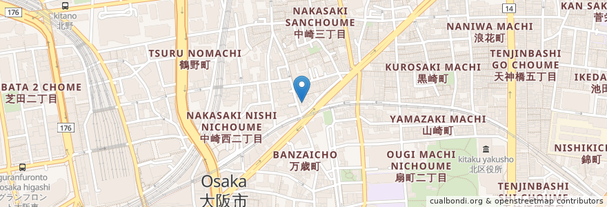 Mapa de ubicacion de 善徳寺 en ژاپن, 大阪府, 大阪市, 北区.