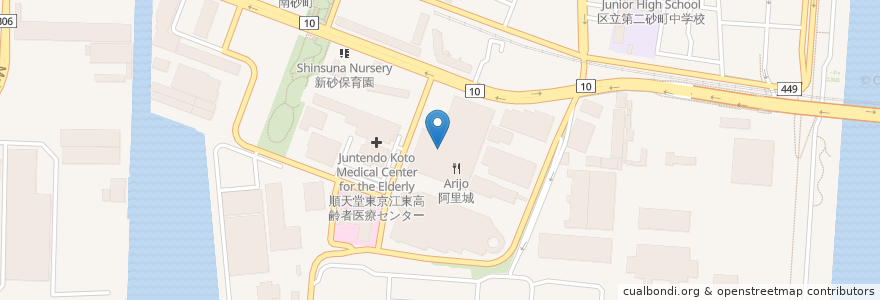 Mapa de ubicacion de 江戸前まぐろ人 en 日本, 東京都, 江東区.