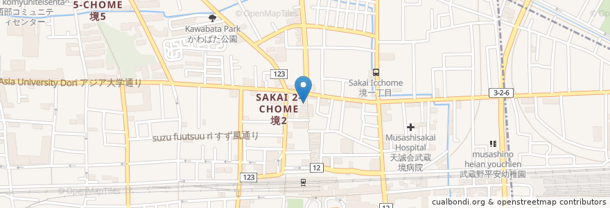 Mapa de ubicacion de ぎょうざの満洲 en Japan, Tokio, 武蔵野市.