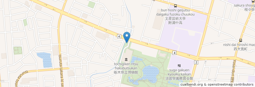 Mapa de ubicacion de 博物館北駐車場 en Jepun, 栃木県, 宇都宮市.