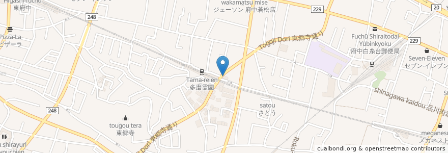 Mapa de ubicacion de 多摩信用金庫 東府中支店 en Japon, Tokyo, 府中市.