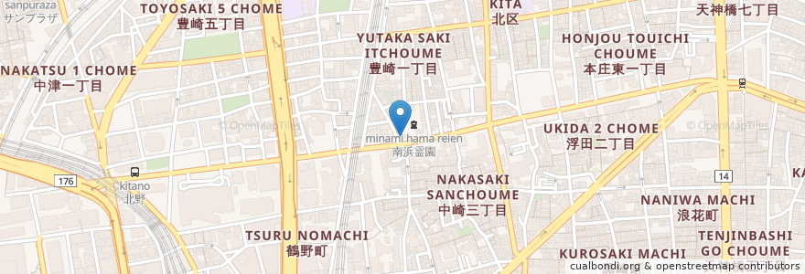 Mapa de ubicacion de 中華スピリッツ en Japan, Präfektur Osaka, 大阪市, 北区.