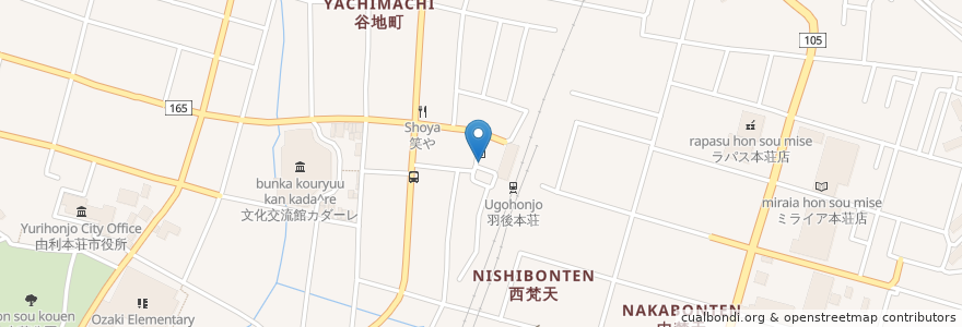 Mapa de ubicacion de JR駅レンタカー en Japón, Prefectura De Akita, 由利本荘市.