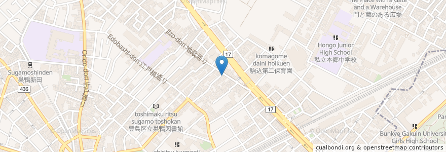 Mapa de ubicacion de 巣鴨萬盛堂 en Japonya, 東京都, 豊島区.