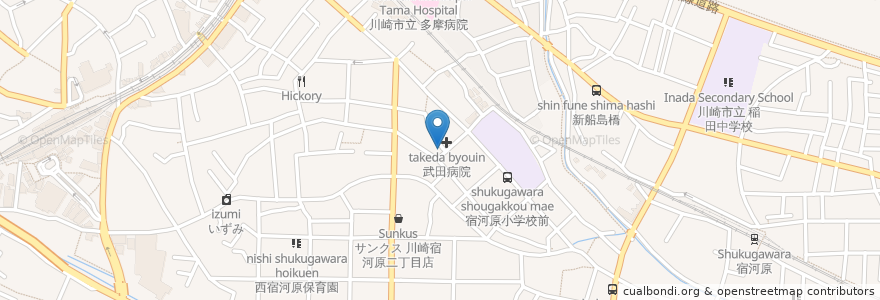 Mapa de ubicacion de 向日葵薬局 en Japon, Préfecture De Kanagawa, Kawasaki, Tama-Ku.