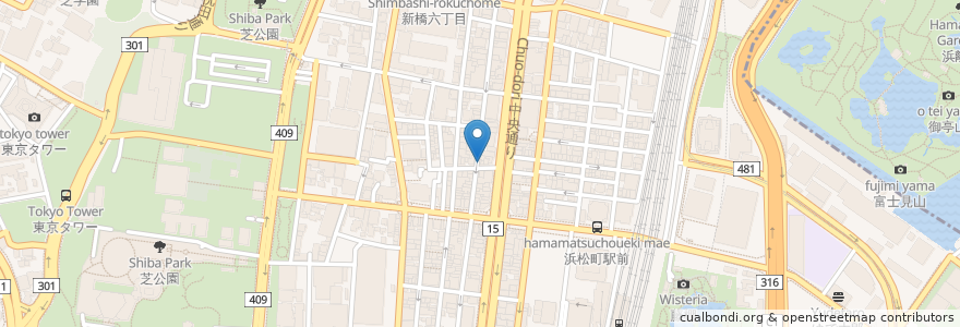 Mapa de ubicacion de 味芳斎 本店 en Japan, Tokyo, Minato.