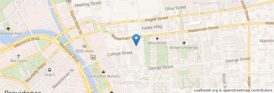 Mapa de ubicacion de John Hay Library en الولايات المتّحدة الأمريكيّة, رود آيلاند, Providence County, Providence.
