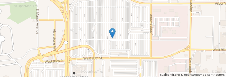 Mapa de ubicacion de LAX Transit Center en 미국, 캘리포니아주, Los Angeles County, 로스앤젤레스.