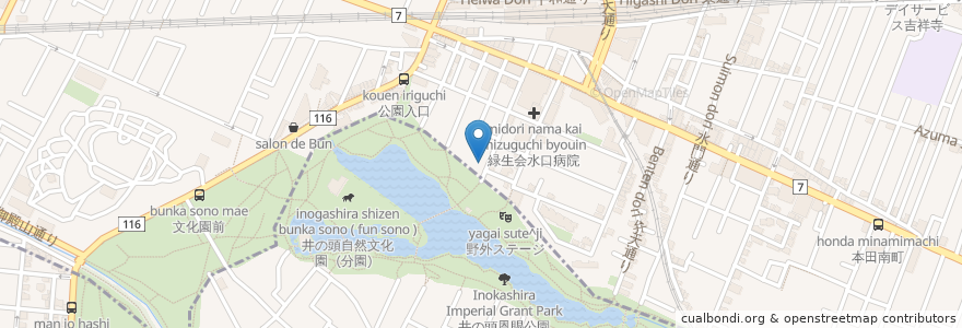 Mapa de ubicacion de スターバックス en 日本, 東京都, 武蔵野市.