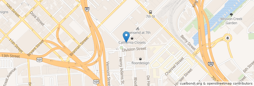 Mapa de ubicacion de Starbucks en 미국, 캘리포니아주, 샌프란시스코, 샌프란시스코.