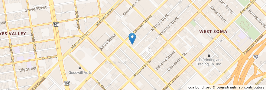Mapa de ubicacion de Moya Cafe en アメリカ合衆国, カリフォルニア州, サンフランシスコ, San Francisco.