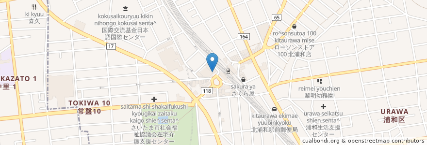 Mapa de ubicacion de バーガーキング en Japan, Präfektur Saitama, Saitama, 浦和区.
