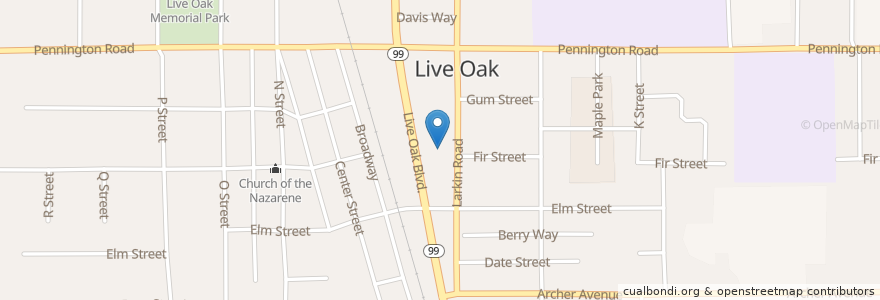 Mapa de ubicacion de Tiff's Gas Mart en الولايات المتّحدة الأمريكيّة, كاليفورنيا, Sutter County, Live Oak.