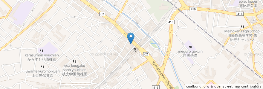 Mapa de ubicacion de クスリのカツマタ en اليابان, 東京都, 目黒区.