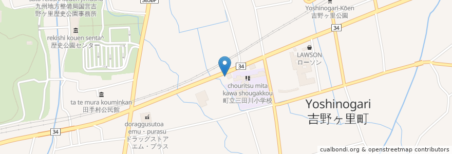 Mapa de ubicacion de ジョイフル en 日本, 佐賀県, 神埼郡, 吉野ヶ里町.
