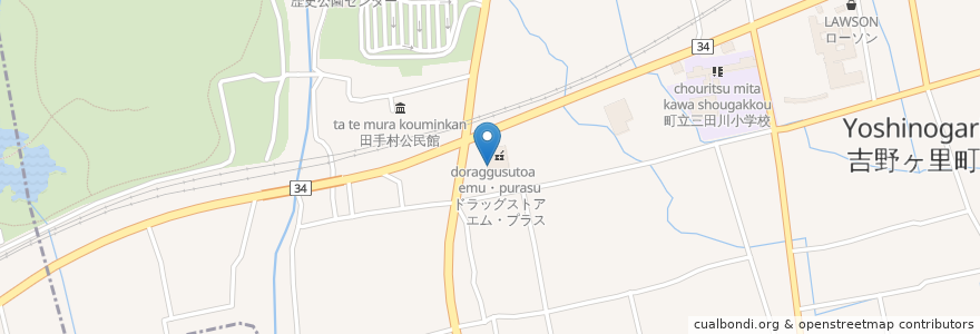 Mapa de ubicacion de ドラッグストア　エム・プラス en اليابان, 佐賀県, 神埼郡, 吉野ヶ里町.