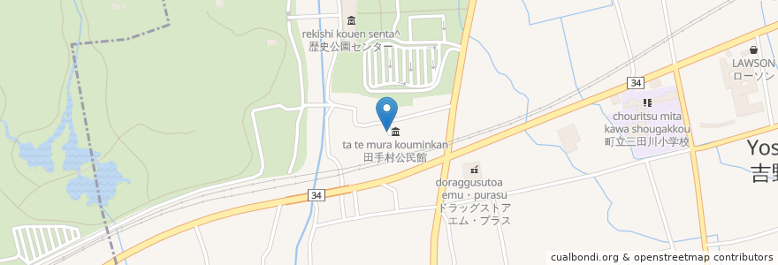 Mapa de ubicacion de 田手村公民館 en 日本, 佐賀県, 神埼郡, 吉野ヶ里町.