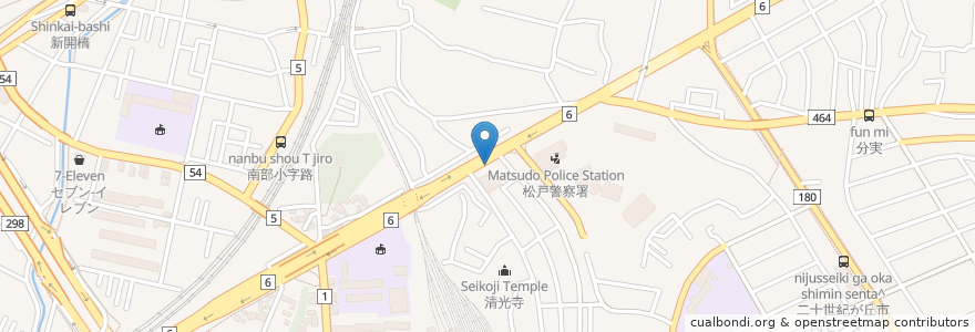Mapa de ubicacion de 昭和シェル en 日本, 千葉県, 松戸市.