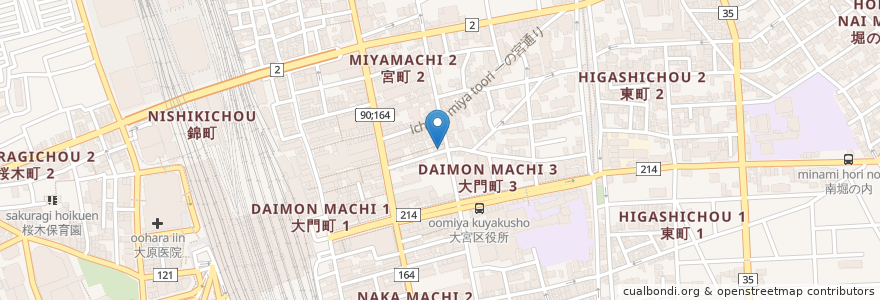 Mapa de ubicacion de くり山 en Jepun, 埼玉県, さいたま市, 大宮区.