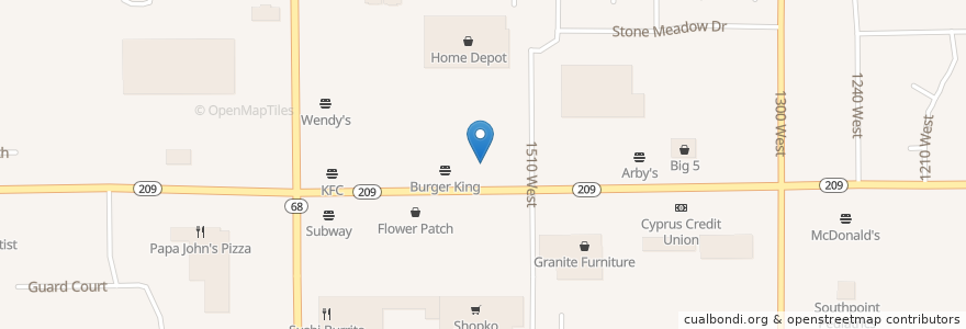 Mapa de ubicacion de Sonic en 미국, 유타 주, Salt Lake County, West Jordan.