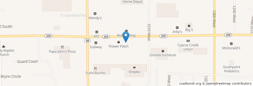 Mapa de ubicacion de Starbucks en 미국, 유타 주, Salt Lake County, West Jordan.