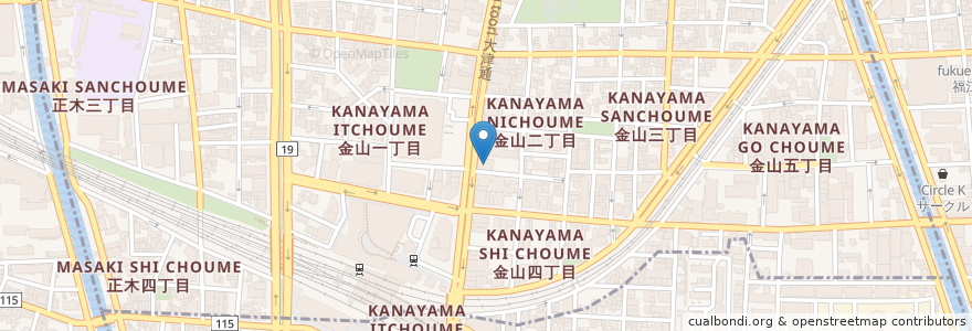 Mapa de ubicacion de 愛知銀行 en Japón, Prefectura De Aichi, Nagoya, Barrio Naka.
