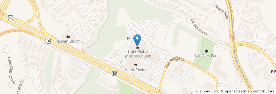 Mapa de ubicacion de Light Global Mission Church en アメリカ合衆国, バージニア州, Fairfax County, Chantilly.